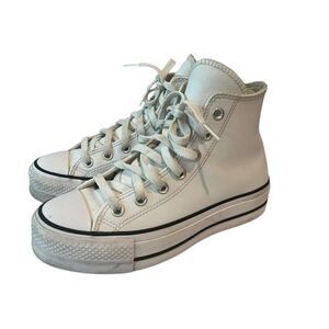 Converse Chuck Taylor All Star High Top Platform Sneakers White Leather Women Si